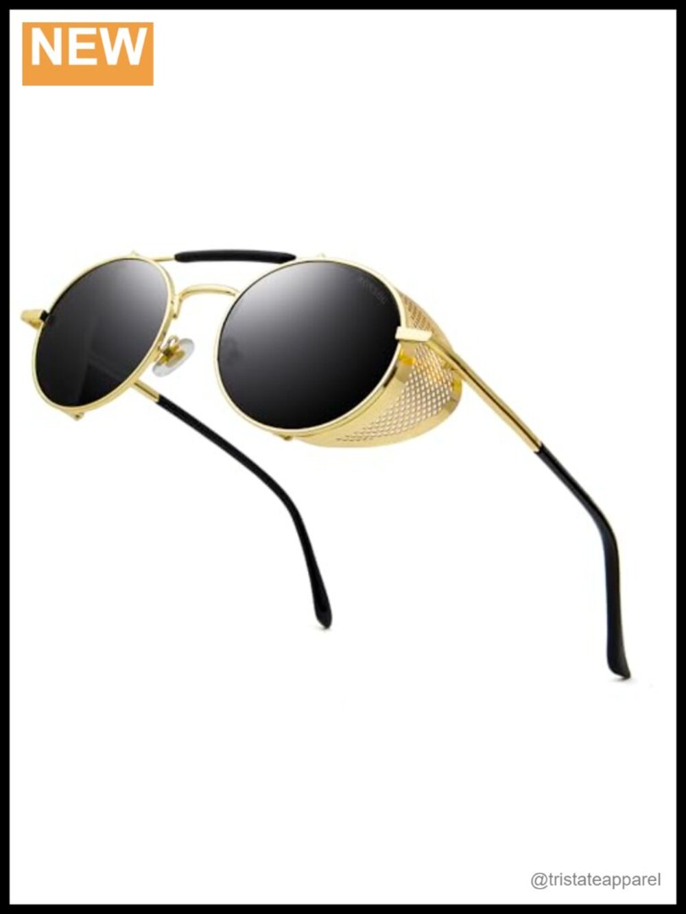 Steampunk Round Sunglasses Metal Side Shields UV400 Unisex Outdoor